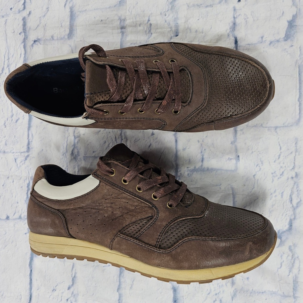 Bacco Bucci Linus Leather Sneakers Mens 13 Brown Perforated Lace Up Casual Shoes